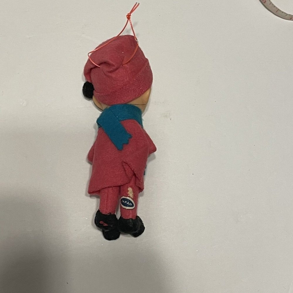 3- VINTAGE CHRISTMAS Ornaments PIXIE ELF KNEE HUGGERS Choir Rubber Face Japan - Picture 6 of 11